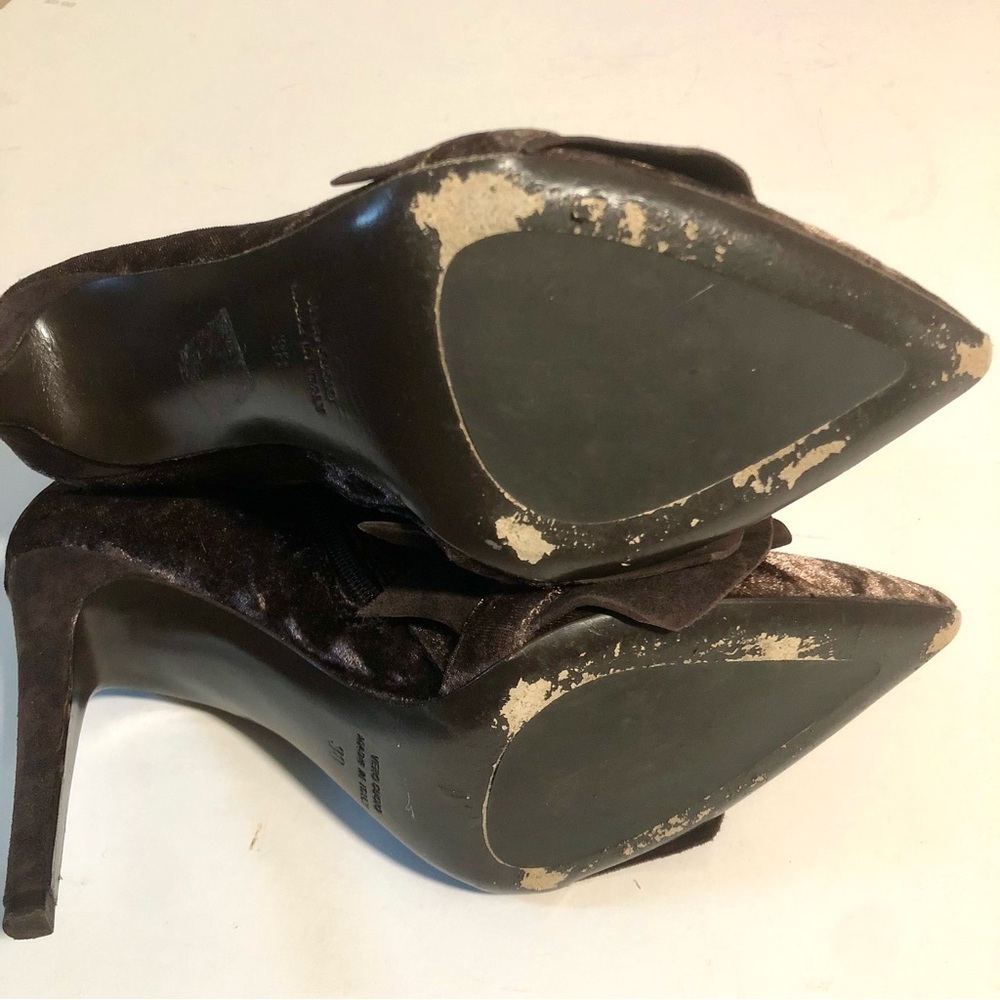 8 by Yoox velvet and leather 4” heeled booties made in Italy size 38 - Picture 11 of 16
